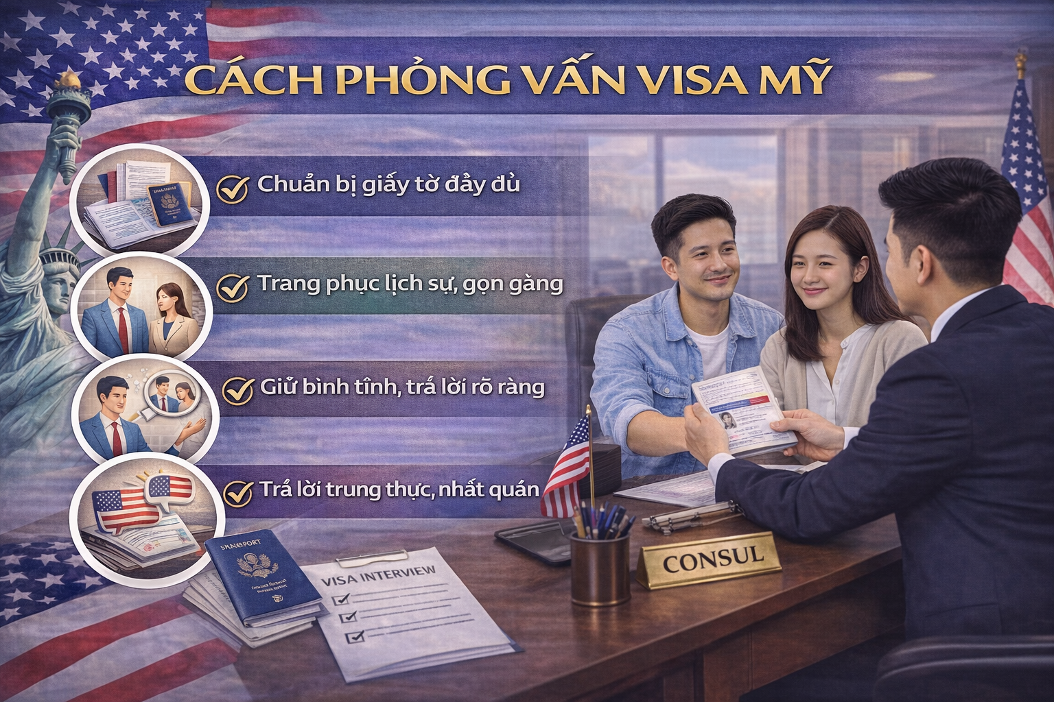 Cách Phỏng Vấn Visa Mỹ – Kinh Nghiệm Giúp Tăng Tỷ Lệ Đậu Visa
