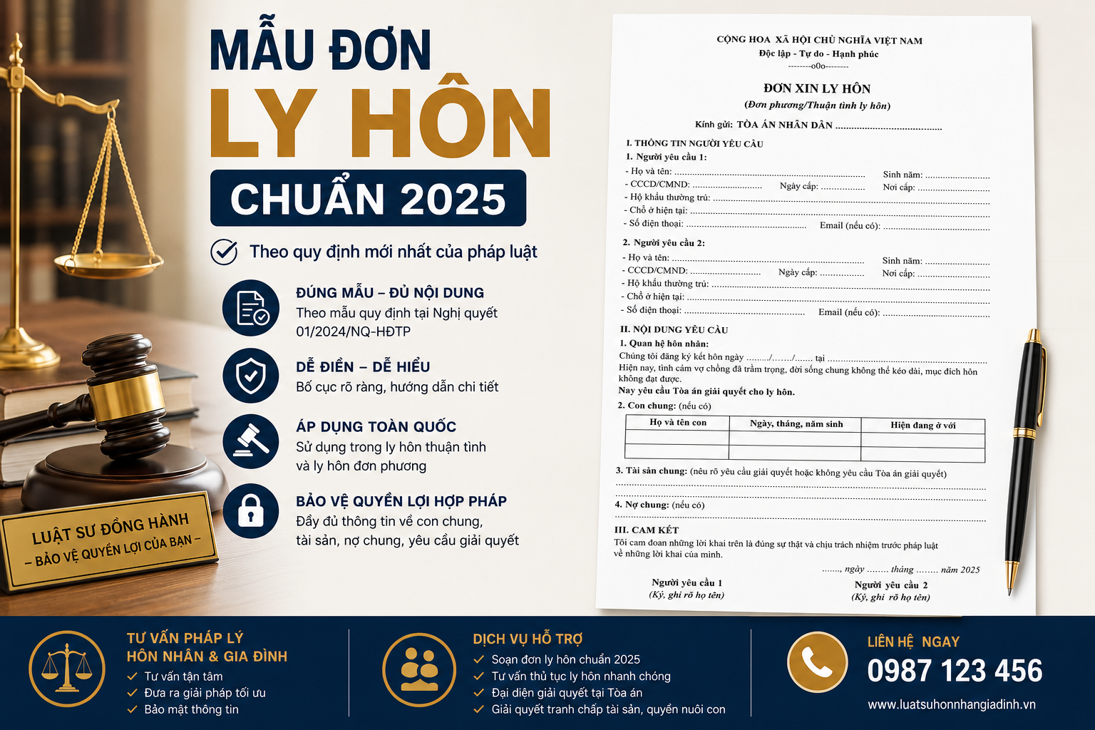 mẫu đơn ly hôn mới nhất